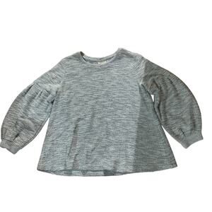 NWT STYLE & CO. WOMEN'S NEUTRAL LUREX WHITE/GRAY/SILVER BALOON SLEEVE SWEATER 0X